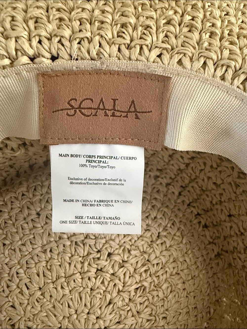 Scala 🔥 Straw Sun Hat with with black chiffon bow - Picture 5 of 5